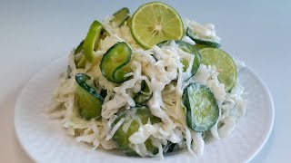 With a piece of cabbage and cucumber ,make this  cucumber salad and born belly fat