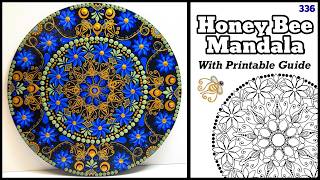 Honey Bee Mandala Painting Tutorial With a Printable Guide! @JaDeLRocks