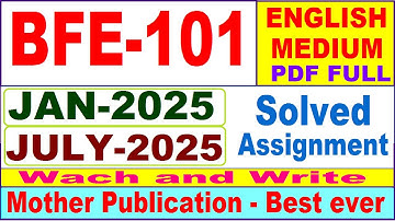 BFE 101 solved assignment 2025 || bfe 101 solved assignment 2025 in English || ignou bfe101 2025