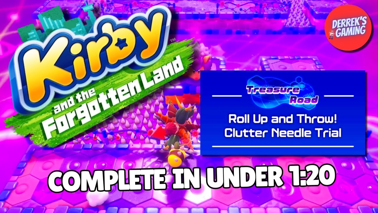 Kirby and the Forgotten Land - Treasure Road: Roll Up and Throw! Clutter Needle Trial in under 