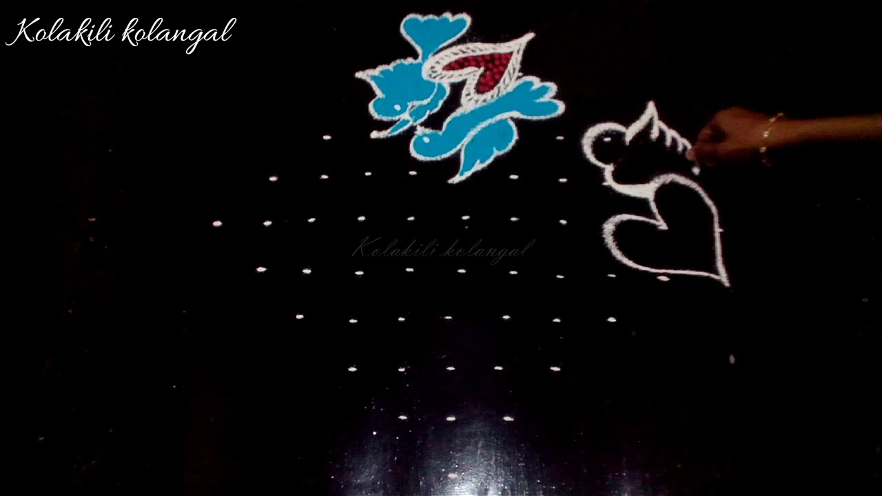 Pigeon kolam(11to1)dots /pura kolam /Birds rangoli - YouTube