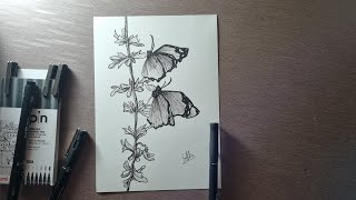 Sketching butterflies 🦋 with microns