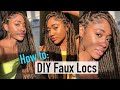 Most Natural $16 Faux Locs (NO Cornrows- on Dark Hair)| Protect Style for Natural Curly Hair