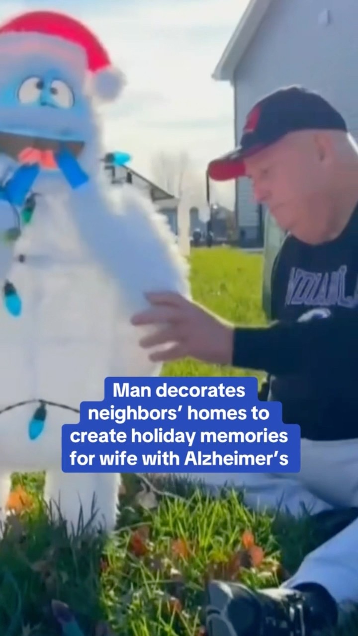Man decorates neighbors' homes to create holiday memories for wife with Alzheimer's #shorts
