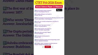 CTET Feb 2026 Social Science Paper 2 History MCQs #ctet2026