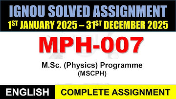 MPH 007 Solved Assignment 2025 || MPH-007 solved assignment in English || Jan 2025 to Dec 2025