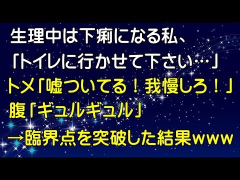 スカッとする話 生理中は下痢になる私 トイレに行かせて下さい トメ 片付けしたくないから嘘ついてる 我慢しろ 腹 ギュルギュル 臨界点を突破した結果ｗｗｗｗ スカッとgo Go Youtube