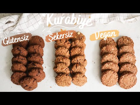 3 Çeşit Vegan Kurabiye 🍪 /  Fıstık Ezmeli,yulaflı, Çikolatalı,glütensiz ve Tahinli, Üzümlü