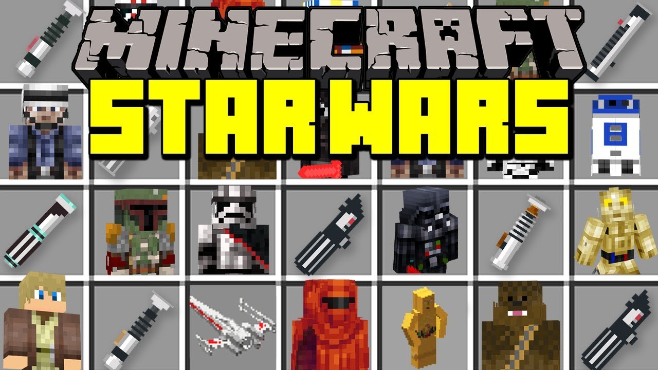 Minecraft Star Wars Mod Lightsabers Droids X Wing Darth Vader More Modded Mini Game Youtube