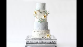 How to Create a Marble Cake Tier! (With some blingy accents)