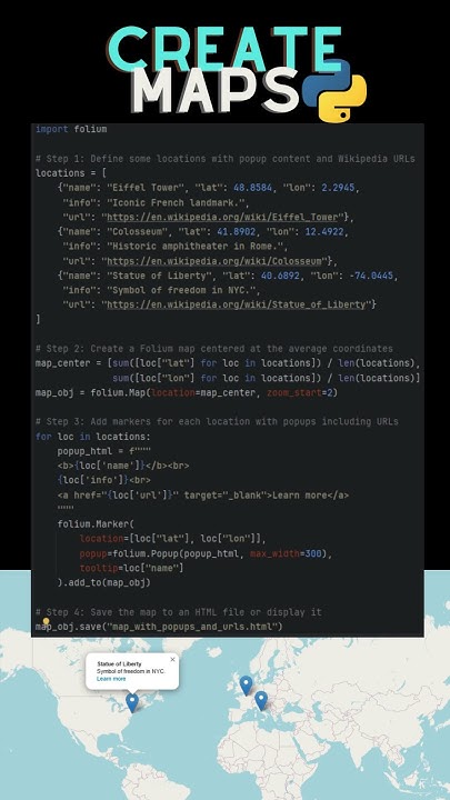 🌍 Create interactive maps with popups and links in Python using Folium ...