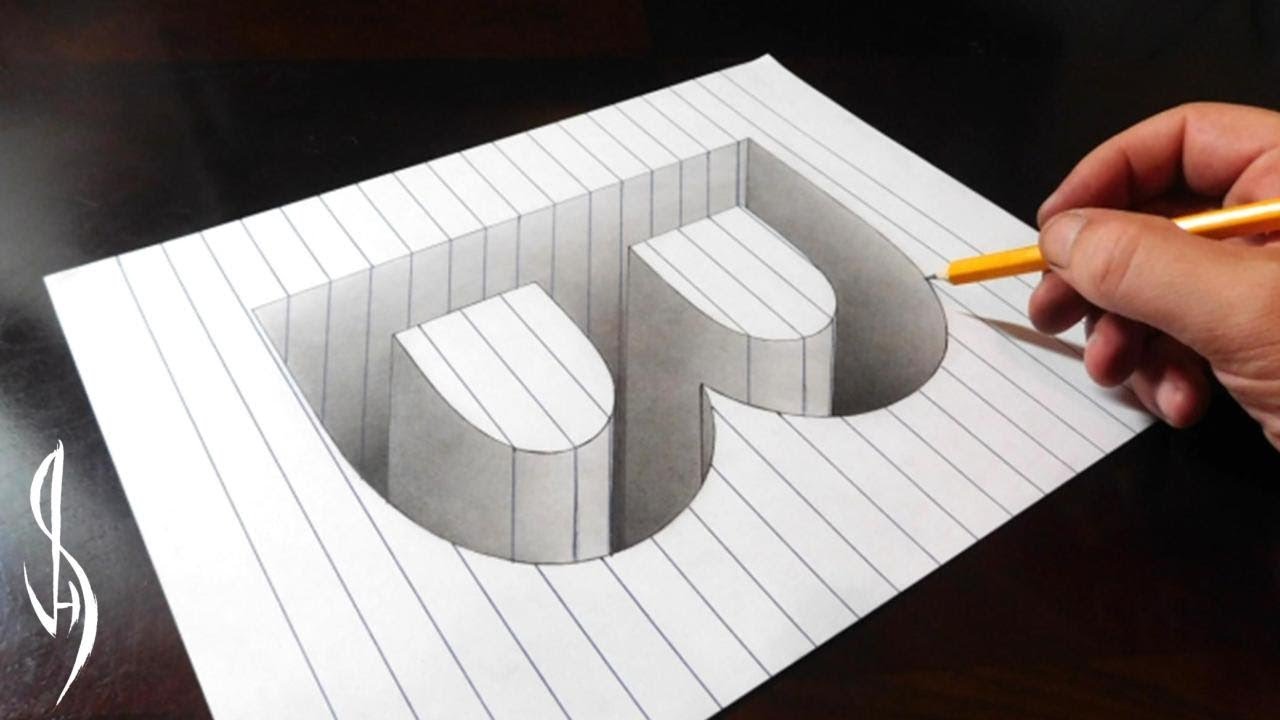 Drawing B Hole in Line Paper - 3D Trick Art Optical Illusion - YouTube