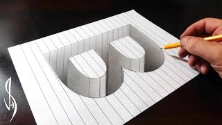 Drawing B Hole in Line Paper - 3D Trick Art Optical Illusion