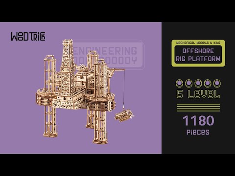 Wood Trick Offshore Rig Platform Rompecabezas 3D De Madera Para Adultos Y Niños Para Construir Plataforma Movil Interactiva Modelos De Madera
