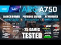 ARC A750 8GB Launch Driver VS Previous Driver VS New Driver | R9-7950X3D | 1080p - 25 Games Tested