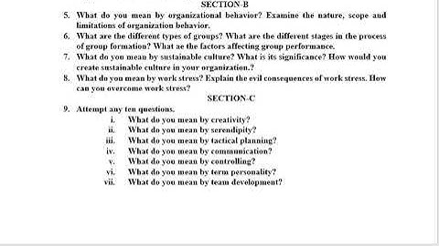 MANAGEMENT CONCEPTS & ORGANIZATIONAL BEHAVIOUR/PREVIOUS QUESTION PAPER
