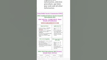 UPSC cds II Online Form  #2023 #cds #upsc #india #newvacancy #india #new #notification