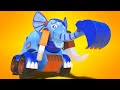 AnimaCars - Os melhores desenhos da ESCAVADEIRA ELEFANTE - Desenhos animados com caminhões e animais