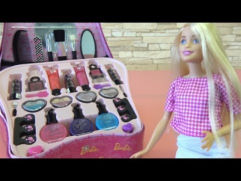 barbie doll and makeup set