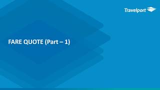 Travelport Smartpoint : Fare Quote ( part-1)