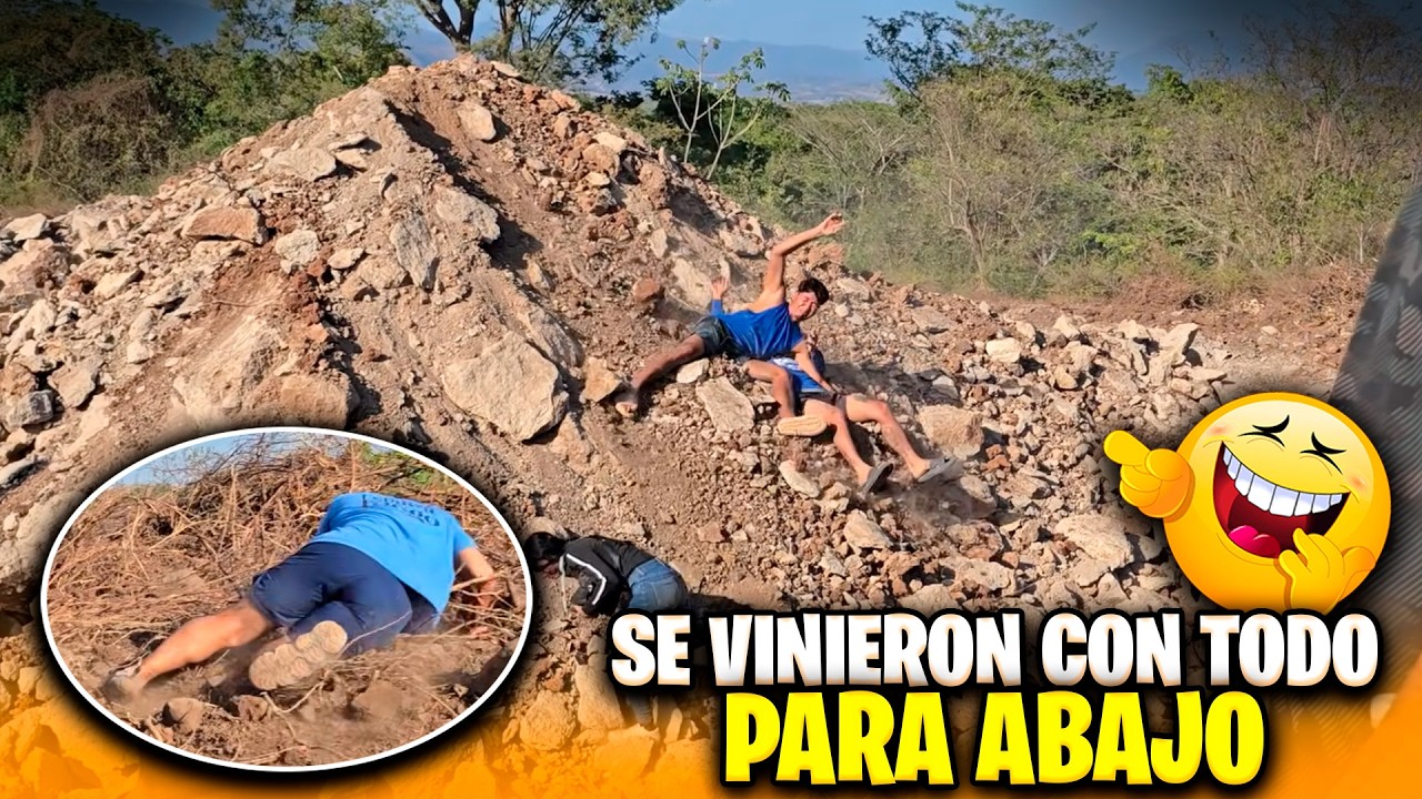 Sapo y Chistin se vinieron rodando en este volcán de ripio. Que caída de Camarón