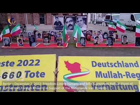 Berlin—December 2, 2022: MEK Supporters Rally in Support of the Nationwide Iran Protests.