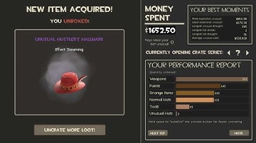 tf2 unboxing crate spend $1652.50 for 3 unusual