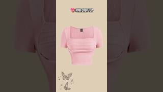Title: 💕 Pink Crop Top & Denim Skirt Outfit Ideas | Cute Casual Look ✨ #shorts