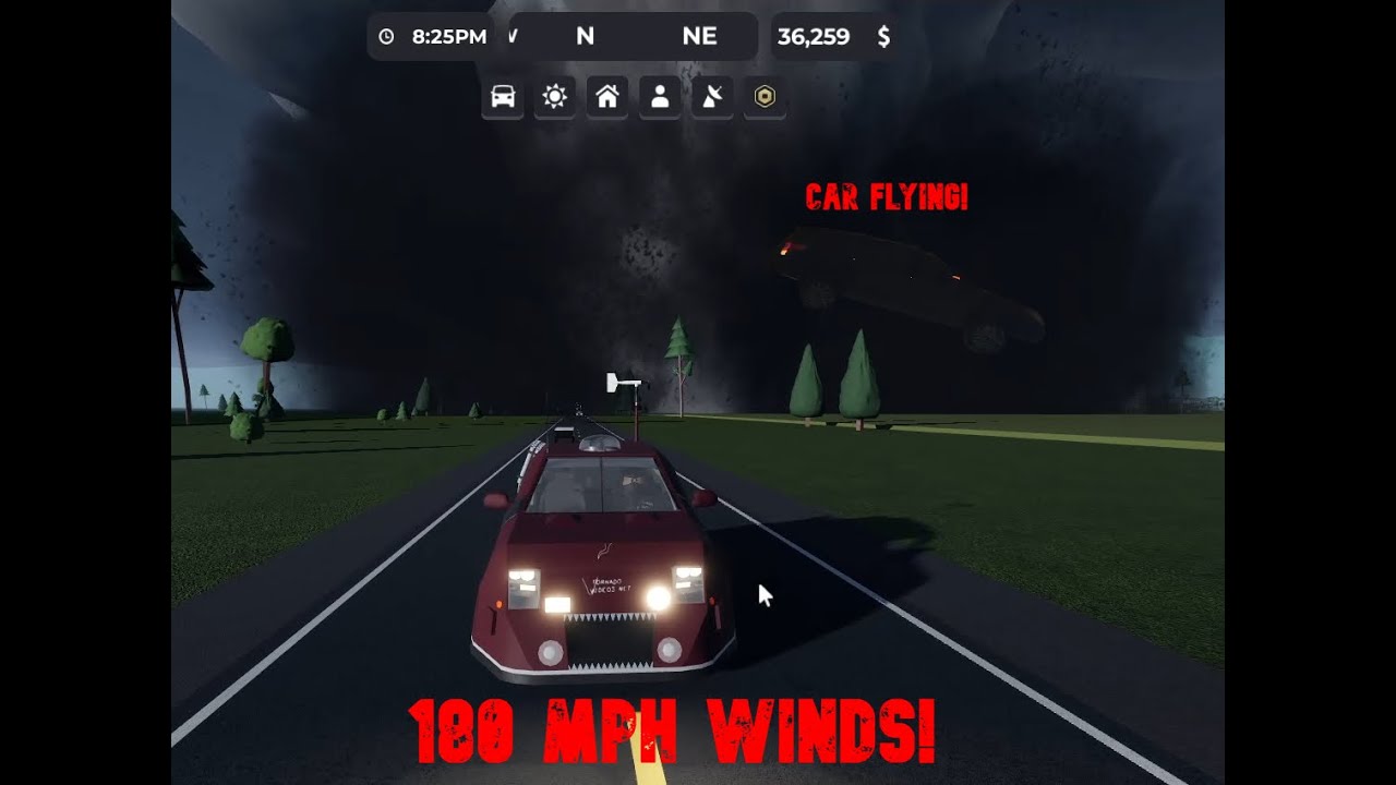 Chasing a HUGE EF3 tornado in Twisted Roblox|| Car went flying and two ...