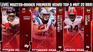 LEVEL MASTER AND ROOKIE PREMIERE NEWS! TOP 5 RUNNING BACKS IN MUT 22! | MADDEN 22 ULTIMATE TEAM