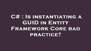Information C
<h1>: Is instantiating a GUID in Entity Framework Core bad practice Guide" loading="lazy" decoding="async" width="400" height="250" onerror="this.onerror=null;this.parentElement.style.display='none';" style="max-width:100%; height:auto; border-radius:8px; box-shadow:0 4px 10px rgba(0,0,0,0.15); object-fit:cover; display:block; margin: 0 auto;"></figure>Stay updated on <strong>Sql How Do I Make Entity Framework 6 Db First Explicitly Insert A Guid Uniqueidentifier Primary</strong>'s newest achievements.</p><div style=