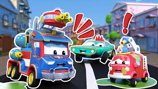 FIRE TRUCK stops the SLIME ATTACK! | Super Truck Rescue team | Car & Vehicals Cartoon for Kids