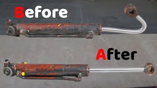 Straightening & Rebuilding a Bent Hydraulic Ram || How to Fix and Straighten a Bent Hydraulic Ram