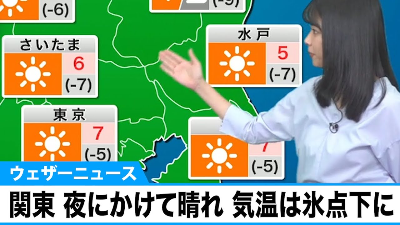 関東 夜にかけて晴れ 気温は氷点下に Youtube