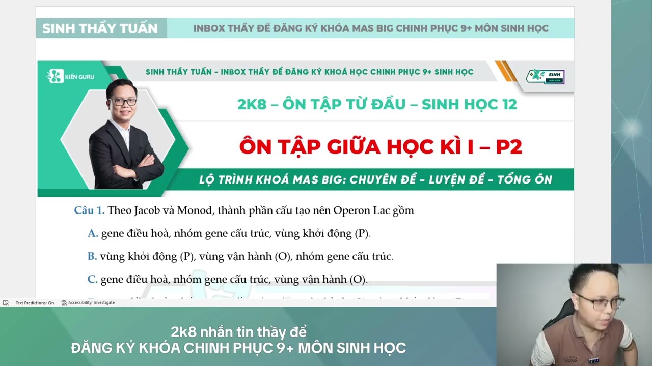 ÔN TẬP GIỮA HỌC KÌ I - P2 - SINH HỌC 12