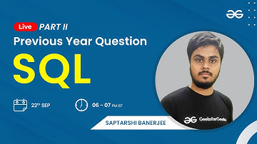 GATE Previous Year Question | SQL  | Part - 2 | Saptarshi Banerjee