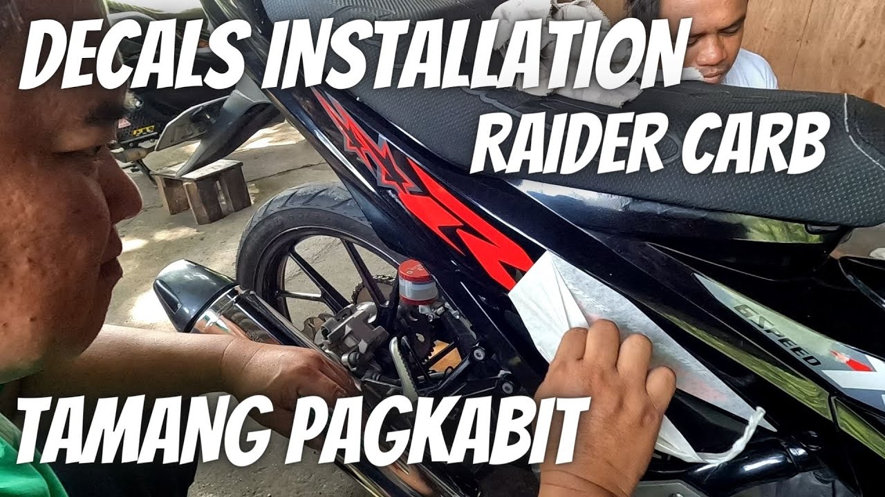 RAIDER 150 CARB DECALS INSTALLATION TAMANG PAGKABIT DIY YouTube