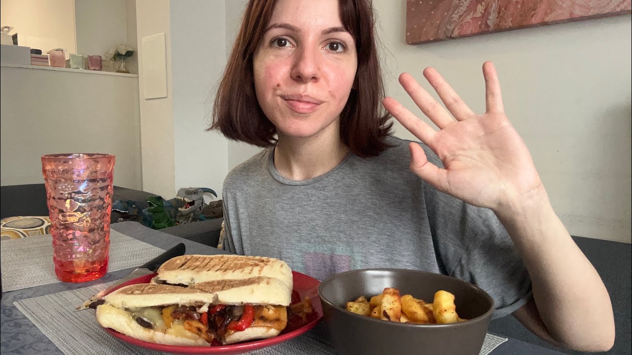 Steak Panini And Fries | ASMR Mukbang