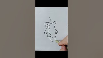 One line drawing face One-stroke side face