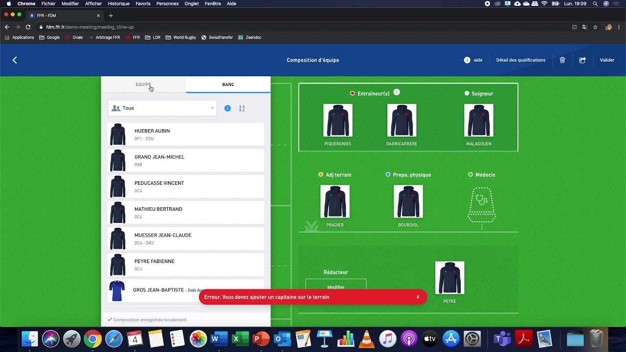 Tutoriel Feuille de match avant match