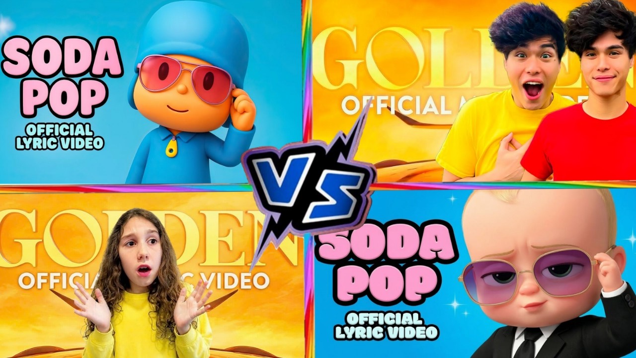 POCOYO 🆚️STOKES  TWINS 🆚️SIERRA &RHIA FAM🆚️BOSS BABBY🎶Golden vs Soda pop🎵😱