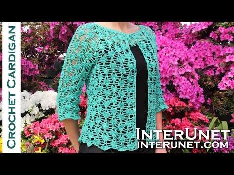 Crochet lace summer top - front tie cardigan crochet pattern. Part 1 of 2