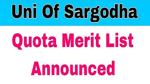 University of Sargodha Quota Merit List Announced BS Programs 2023|Smart Admissions