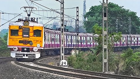 Quick Accelerating 12 Coach Colourful EMU Local Trains Speeding in Huge Curve | Eastern Railways