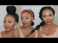 My Lazy Go-To Natural Hair Winter Protective Style + Classic Christmas Makeup |Alipearl Headband wig