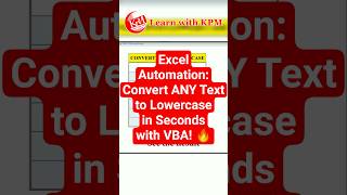 Excel Automation: Convert ANY Text to Lowercase in Seconds with VBA! 🔥 #shorts #excel #viral