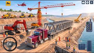 🚛👷‍♂️ Road Construction JCB Games 3D 👷‍♂️🚛 Cargo Truck & Bridge Building Gameplay screenshot 1