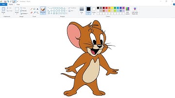 How to draw Jerry Mouse on computer using Ms Paint | Tom & Jerry Drawing | Cartoon Drawing.