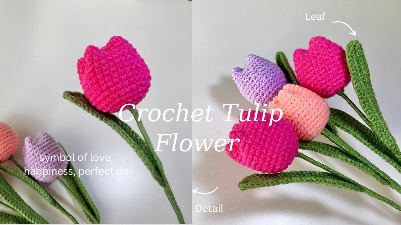 Crochet Tulip Flower 🌷 | Hướng Dẫn Móc Len Hoa Tulip Búp Tròn Siêu Xinh