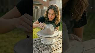 DIY Concrete Hat Planter Transformation 🌸 Amazing Garden Decor Idea